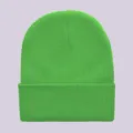 Solid color knit beanie cuffed winter warm skull cap casual unisex green wool hat - Fluorescent Green