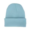 Solid color knit beanie hat blank cuff winter warm casual wool hat for men and women - Sky Blue