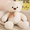 Simpatico orsetto di peluche bianco con fiocco marrone, morbida bambola regalo per bambini e ragazze. - Orso innamorato bianco / 40CM