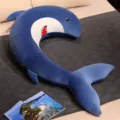 Cute long shark plush pillow, soft sleeping body pillow and bed cushion for kids and adults. - Blue / 1m