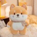Cute Shiba Inu plush toy with scarf, soft stuffed puppy doll for children sleeping pillow. - Crying Style / 25cm