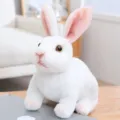 Simulatie wit konijn pluche speelgoed schattig knuffeldier konijntje pop cadeau optie - Hurkend wit konijn