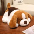 Cute brown and white lying beagle plush toy, soft weighted puppy companion gift for kids. - Brown Bread Dog / 25cm (With Weighted Beads Inside)