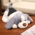 Cute lying puppy plush toy with weighted particles, soft stuffed dog for kids gift. - Grey Bread Dog / 25cm (With Weighted Beads Inside)