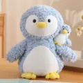 Cute light blue mother and child penguin plush toy doll, soft stuffed animal for kids. - Penguin / 30cm