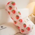 Cool ice silk long body pillow for side sleeping, cute pink strawberry curved pillow. - Strawberry World / 1m (1kg)