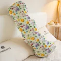 Ice silk long body pillow for side sleeping, cute rabbit floral curved body pillow for girls - Long Ear Rabbit / 1m (1kg)