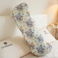Ice silk curved long body pillow for sleeping, cute bear floral print side sleeper bolster. - Dudu Bear