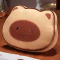 Schattig capibara kat pluche kussen zachte flanel cartoon dier kussen voor bank kantoor decor - Sierkussen 40x30 cm / Lichtbruine blije toast kat