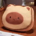 Schattig capybara pluche kussen, zacht knuffeldier kussen voor op kantoor en in de auto. - Lichtbruine mokkende toast kat