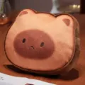 Bruine capybara pluche kussen en deken variant, schattig zacht knuffelkussen voor op kantoor. - Karamelkleurige mokkende toast kat