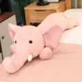 Cuscino in peluche rosa a forma di elefante, morbido animale imbottito per dormire e abbracciare. - 1m / Rosa