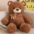 Carino orsetto di peluche marrone con papillon, morbida bambola di peluche regalo per ragazza. - Orso innamorato marrone