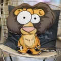 3D Printed Cartoon Lion Cushion Plush Toy Cute Animal Pillow Sofa Living Room Decor - Lion / S