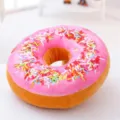 Soft donut plush pillow with colorful sprinkles, comfortable cushion for home and office. - Red-Pink Lady / Large Size (Approx. 60 cm Diameter)