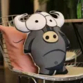 Cartoon animal plush pillow cute 3d printed wildebeest cushion for bedroom sofa home decor gift - Cow / S