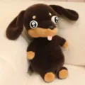 Mignon chien teckel en peluche, douce poupée en peluche oreiller pour enfants compagnon décoration. - Teckel marron foncé aux yeux de chiot (sans vêtements)
