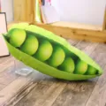 Cute simulation pea pod plush pillow, soft green vegetable stuffed doll cushion for home and office decor. - Pea Pod