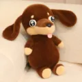 Mignon teckel marron en peluche douce animal en peluche chiot oreiller de chien pour enfants. - Teckel marron clair aux yeux de chiot (sans vêtements)