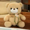 Cute sitting teddy bear plush toy doll with decorative flower for kids gift and room decor - Camel Bear with Cotton Flower