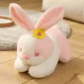 Cute pink white plush bunny toy variant, soft stuffed rabbit doll for claw machine gifts. - Pink / 20cm