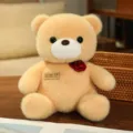 Lindo oso de peluche sentado con rosa roja, muñeca de peluche suave regalo para las niñas. - Oso amarillo crema con rosa