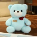 Lindo osito de peluche azul con rosa roja, suave animal de peluche juguete para regalo - Oso azul cielo con rosa