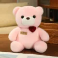 Cute pink plush teddy bear toy with red rose, soft stuffed animal doll gift for girls. - Pink Bear with Rose