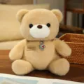 Cute sitting teddy bear plush toy doll soft stuffed animal gift for girls sleeping companion - Camel Bear with Necklace