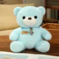 Cute blue plush teddy bear toy with cute pendant, soft stuffed doll gift for kids and girls. - Sky Blue Bear with Necklace