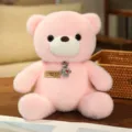 Cute sitting teddy bear plush toy doll for girls soft hugging pillow gift valentine - Pink Bear with Necklace