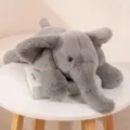 Soft gray elephant plush toy, cute comforting stuffed animal doll for kids cuddling. - Gray / 45cm