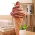 Bonito cojín de peluche con cono de helado de chocolate suave muñeca rellena decoración regalo - Chocolate / 30cm