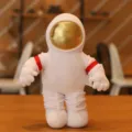 White astronaut plush toy with gold visor and red arm bands, soft stuffed spaceman doll. - White without Backpack / 33cm