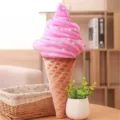 Lindo cojín de peluche con forma de cono de helado, suave juguete para niños, decoración. - Fresa / 30cm