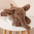Brown elephant plush toy, soft stuffed animal for kids comforting and sleeping. - Brown / 45cm