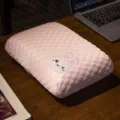 Pink nap pillow for students and office workers with cute embroidered rabbit face on desk. - Pink Rabbit