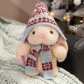 Tierno conejo de peluche con gorro y bufanda de punto regalo perfecto de cumpleaños - Conejo marrón con bufanda y gorro / 20cm