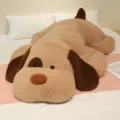 Giant lying dog plush toy, soft stuffed animal pillow for bed, brown variant, cozy companion. - 90cm (1.1kg) / Mocha Brown Dog