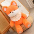 Cute orange fox plush toy with floral lace bib soft stuffed animal pillow for kids soothing gift - Fox with Bib Style / 45cm