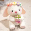 Cute crochet rabbit plush toy with flower bouquet, soft stuffed animal gift for girls - 25cm / Rabbit Holding Pink and Purple Roses