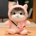Rosa Einhorn Katze Plueschtier Weiche Kaelbchen Puppe Spielzeug Geschenk fuer Kinder - Einhorn-Verwandlung