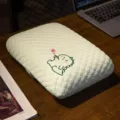 Green ice bean nap pillow with cute cartoon dinosaur embroidery for office or student use. - Dinosaur