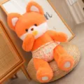 Cute orange fox plush toy with pacifier and floral shorts, soft stuffed animal doll for kids - Fox with Pacifier Style / 45cm