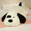 Giant sleeping dog plush toy, extra large 1.6m cute stuffed animal body pillow for bed. - 90cm (1.1kg) / Pearl White + Black Ears