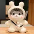 Süßes Hasen-Katze Plüschtier Variante, weiche Kuschelpuppe mit kleiner Umhängetasche. - Hasen-Cosplay