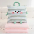 Schattig gestreept pluche kussen met monster gezicht en roze deken variant - Klein Kussen 35cm (Deken 1.5x1m) / Groen