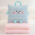 Schattig dopamine monster kussen deken draagbare kantoor slaapdeken twee in één beddengoed - Klein Kussen 35cm (Deken 1.5x1m) / Blauw