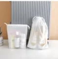 Juego de bolsas de almacenamiento de viaje translúcidas mates, práctica bolsa impermeable. - 22*26+3+3cm / Blanco 0,16 mm con cordón blanco