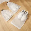 CPE frosted drawstring storage bag for shoes clothing dustproof transparent organizer pouch - 10x15cm / Coffee Brown Cord